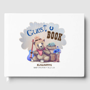 Little Bear Cowboy Cute Baby Shower Guest Book