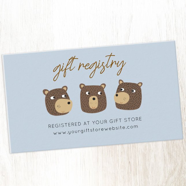 Little Bear Cub Baby Shower Gift Registry Website Enclosure Card (Little teddy bear cub baby shower gift registry website enclosure cards)