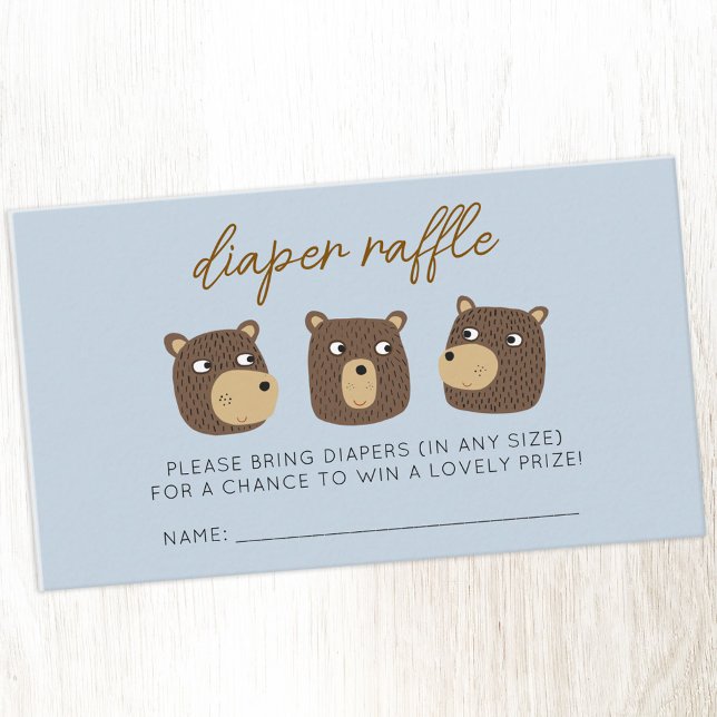 Little Bear Cub Diaper Raffle Enclosure Card (Little teddy bear cub diaper raffle baby shower enclosure card)