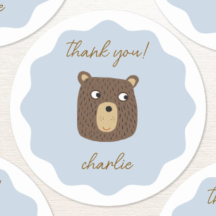 Little Bear Cub Personalised Thank You Classic Round Sticker