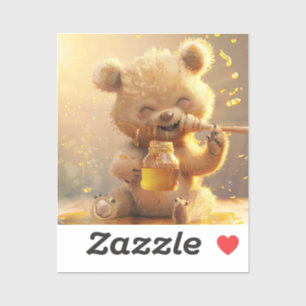 Little bear eating honey