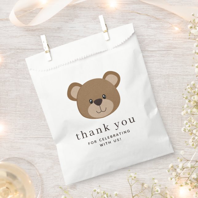 Little Bear Face | 1st Birthday Thank You Favour Bags (Clipped)
