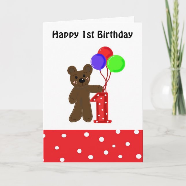 Little Bear First Birthday Card (Front)