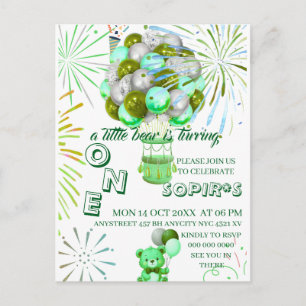 Little Bear First Birthday Invitation with Photo,  Postcard