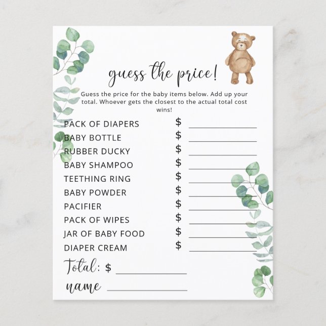 Little bear Price Guess game (Front)