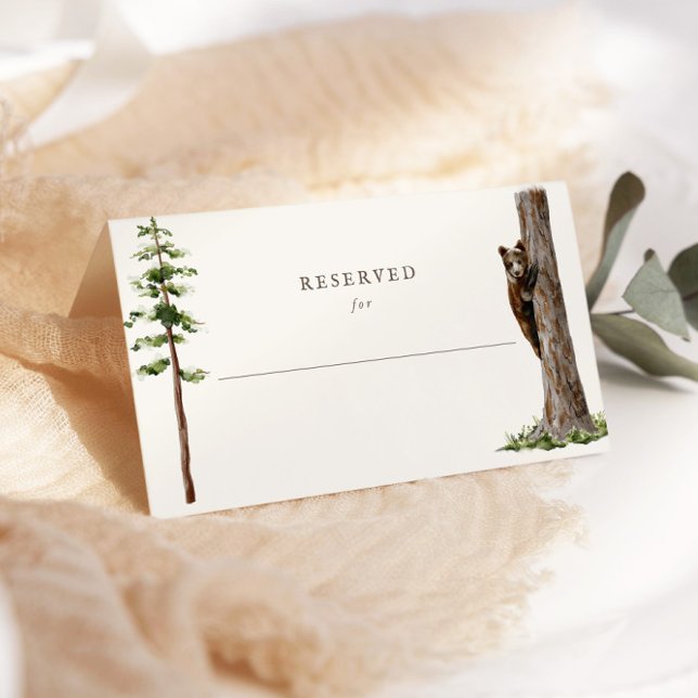 Little Bear Sophisticated Wild Forest Baby Shower Place Card (Creator Uploaded)