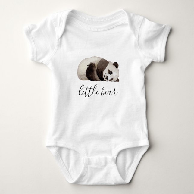 Little bear. Watercolor cute panda. Funny animal Baby Bodysuit (Front)