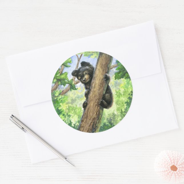 Little Bear with a View Classic Round Sticker (Envelope)