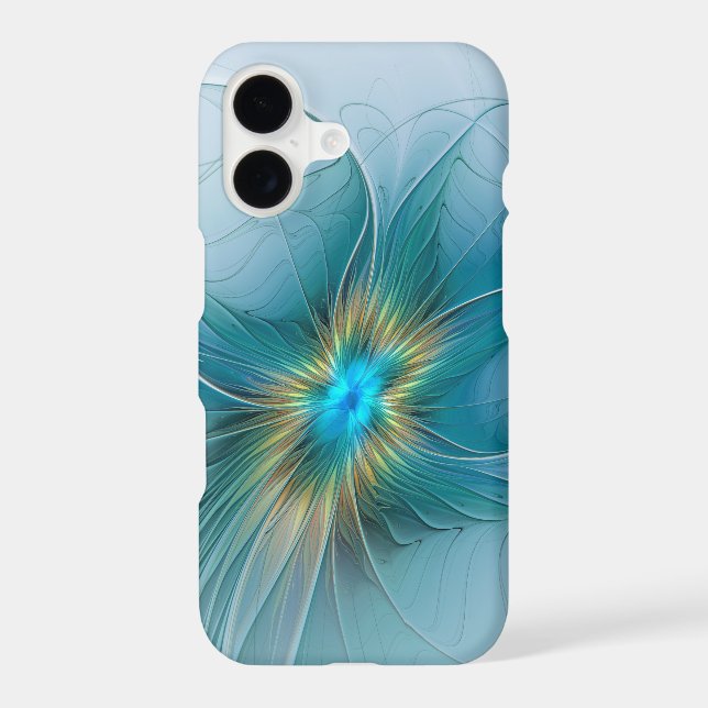 Little Beauty Modern Blue Gold Fractal Art Flower (Back)