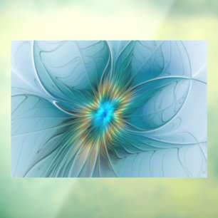 Little Beauty Modern Blue Gold Fractal Art Flower