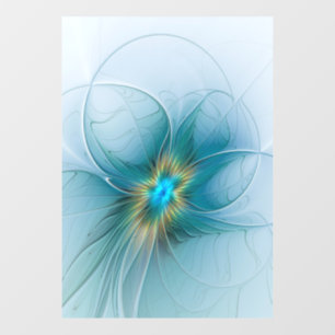 Little Beauty Modern Blue Gold Fractal Art Flower