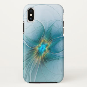 Little Beauty Modern Blue Gold Fractal Art Flower Case-Mate iPhone Case