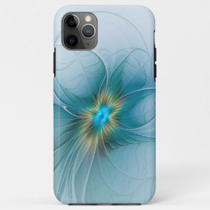 Little Beauty Modern Blue Gold Fractal Art Flower Case-Mate iPhone Case