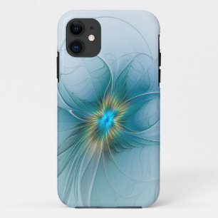 Little Beauty Modern Blue Gold Fractal Art Flower Case-Mate iPhone Case