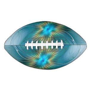 Little Beauty Modern Blue Gold Fractal Art Flower Football