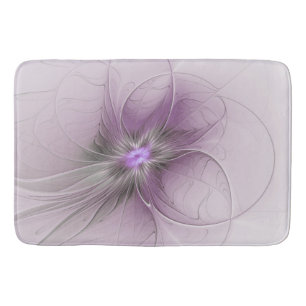 Little Beauty Modern Mauve Grey Fractal Art Flower Bath Mat