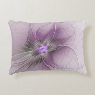 Little Beauty Modern Mauve Grey Fractal Art Flower Decorative Cushion