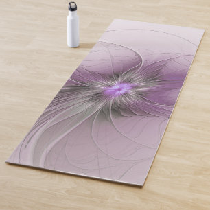 Little Beauty Modern Mauve Grey Fractal Art Flower Yoga Mat