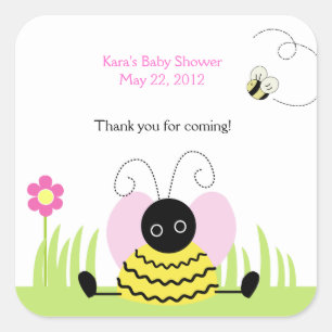 Little Bee Bumble Bees SQUARE Favour Sticker
