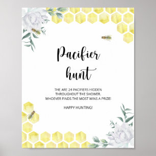 little bee pacifier hunt baby shower game poster
