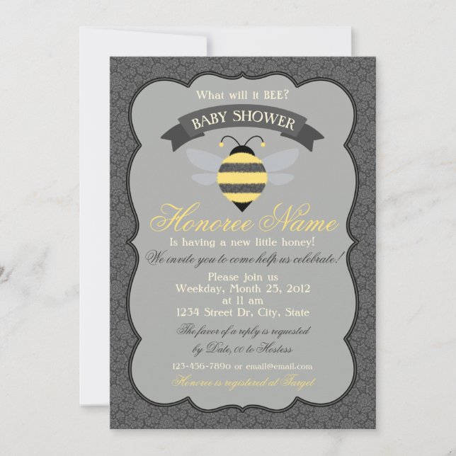 Little Bee Shower Invitation (Front)