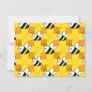 Little Bee Yellow and Orange Plaid Pattern Custom Postcard