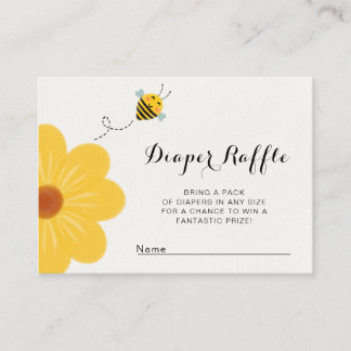 Little Bee Yellow Flower Baby Shower diaper raffle Enclosure Card