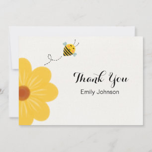 Little Bee Yellow Flower Baby Shower Thank You Card