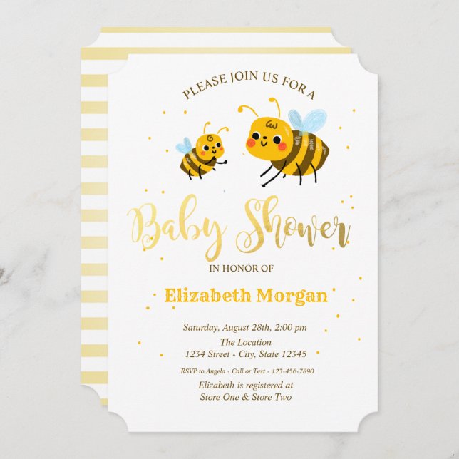 Little Bees Baby Shower Invitation (Front/Back)