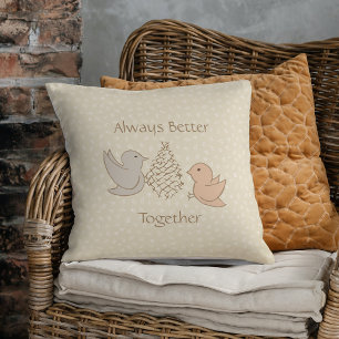 Little Beige Birdies at Feeder - Better Together.  Cushion