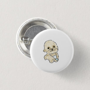 Little Beige Poodle Puppy Personalised Gift 3 Cm Round Badge