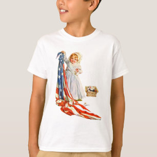 Little Betsy Ross and the America Flag T-Shirt