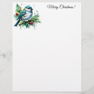 Little Bird and Christmas Greens Custom Letterhead