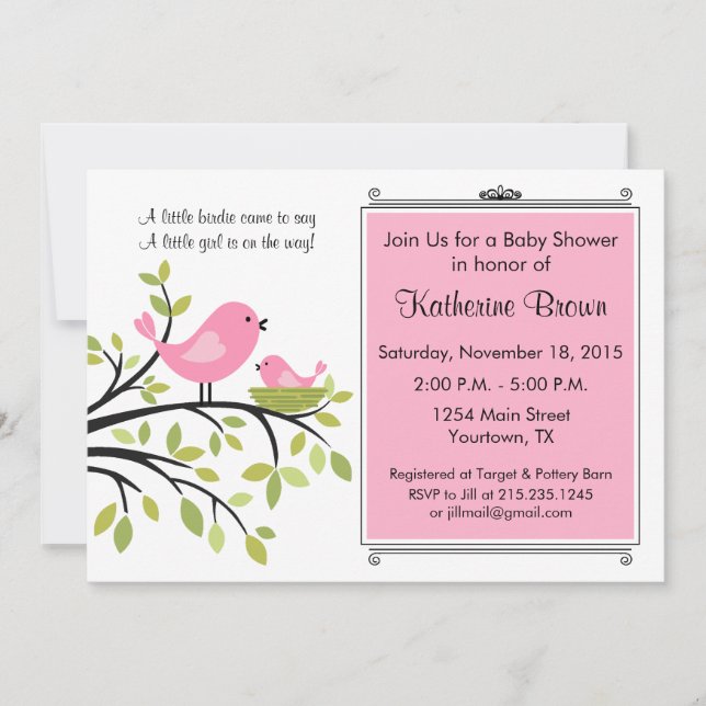 Little Bird Baby Shower Party Invitation (Front)