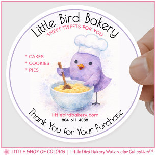Little Bird Bakery Watercolor Mixing Bowl Classic Round Sticker