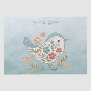 Little Bird Blue Pink Flowers Tissue Paper