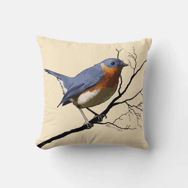 Little Bird Blue, throw pillow (Front)