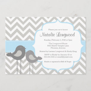 Little Bird Chevron Baby Shower Invitation
