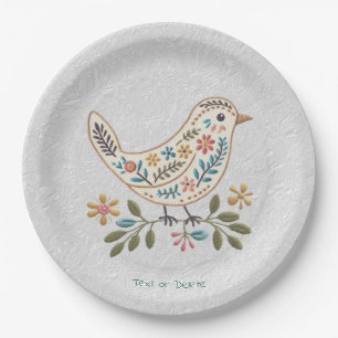 Little Bird Colourful Floral Paper Plate