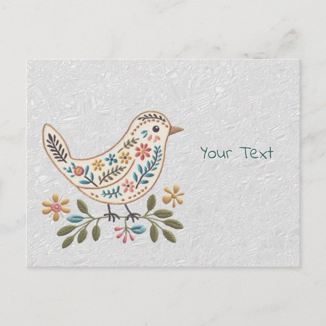 Little Bird Colourful Floral Postcard (Front)