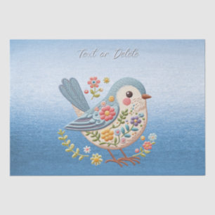 Little Bird Floral Blue Tissue Paper