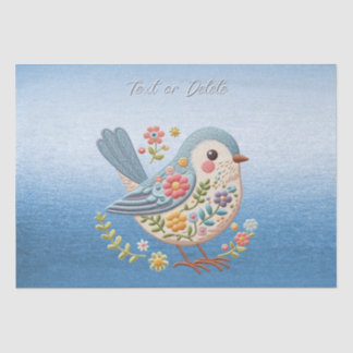 Little Bird Floral Blue Tissue Paper