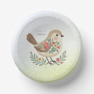 Little Bird Floral Gold Paper Bowl Plate