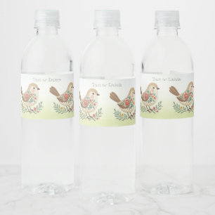 Little Bird Floral Gold Water Bottle Label
