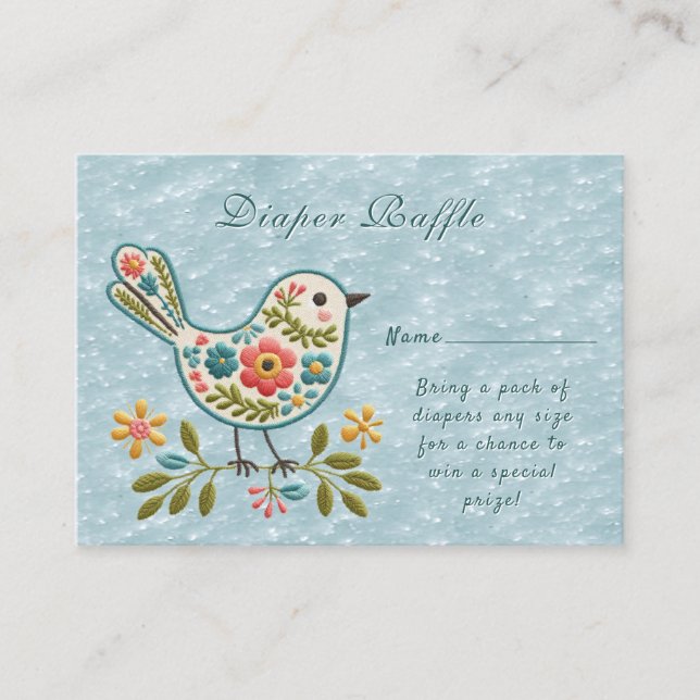 Little Bird Floral Green Leaves Baby Shower Enclosure Card (Front)