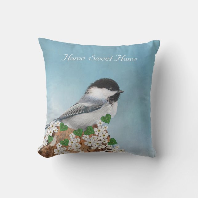 Little Bird & Flowers Home Sweet Home Cushion (Front)