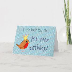 Little Bird: Happy Birthday Card in blue