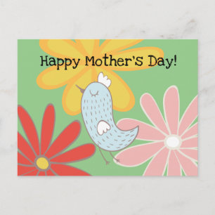 Little Bird In A Flower Garden Postcard