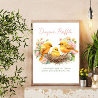 Little bird spring baby shower diaper raffle sign