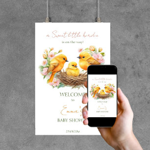 Little bird spring baby shower welcome sign
